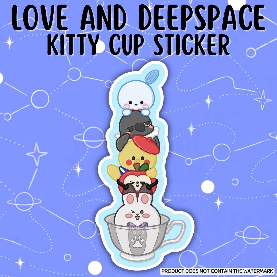 LOVE AND DEEPSPACE: Kitty Cup Sticker