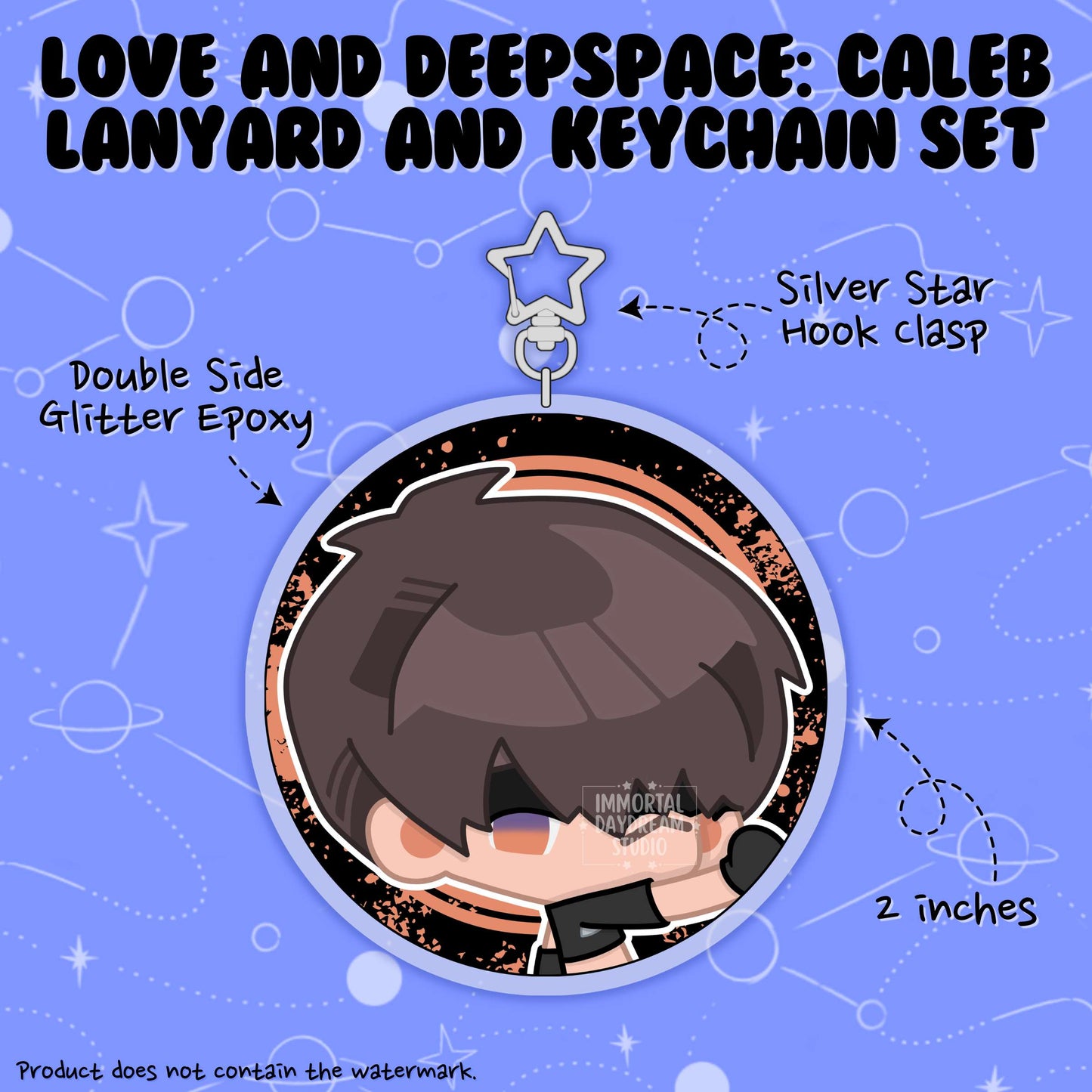 LOVE AND DEEPSPACE: Wristlet Lanyard + Keychain Set (Caleb)