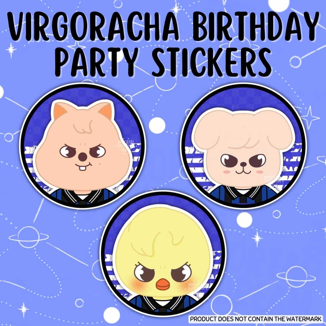 VIRGORACHA Birthday Party Event Stickers
