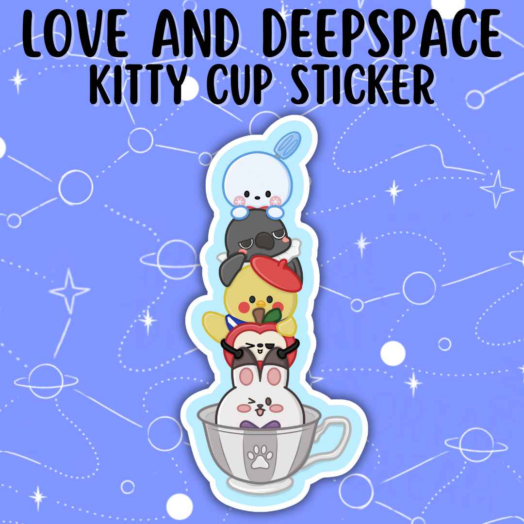 LOVE AND DEEPSPACE: Kitty Cup Sticker