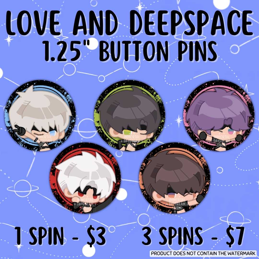 Love and Deepspace Button Pins (Gacha Draw) - IDOL Banner