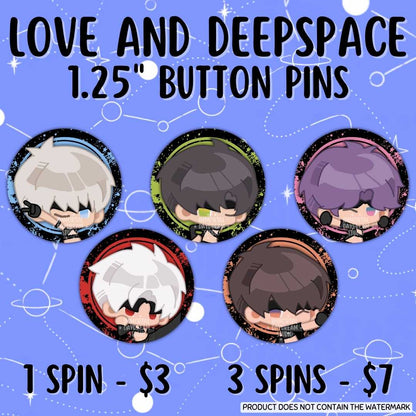 Love and Deepspace Button Pins (Gacha Draw) - IDOL Banner
