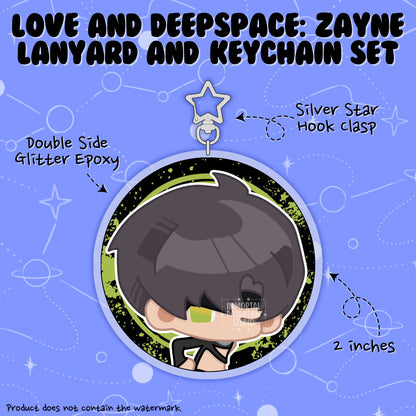 LOVE AND DEEPSPACE: Wristlet Lanyard + Keychain Set (Zayne)