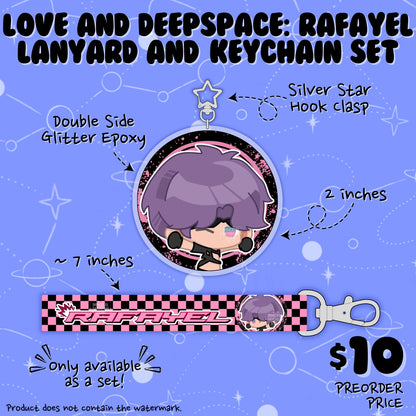 LOVE AND DEEPSPACE: Wristlet Lanyard + Keychain Set (Rafayel)