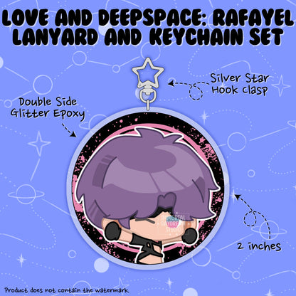 LOVE AND DEEPSPACE: Wristlet Lanyard + Keychain Set (Rafayel)
