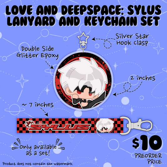 LOVE AND DEEPSPACE: Wristlet Lanyard + Keychain Set (Sylus)