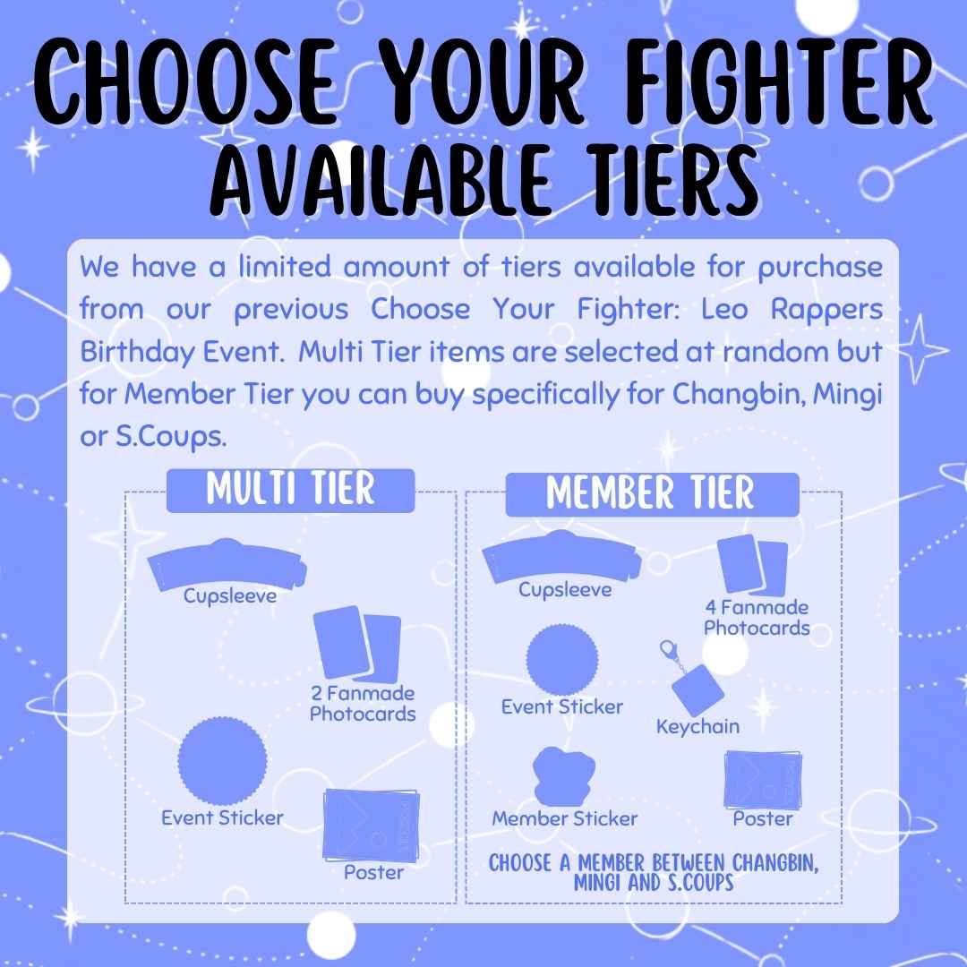 Choose Your Fighter Leo Rappers Celebration Event: Available Tiers