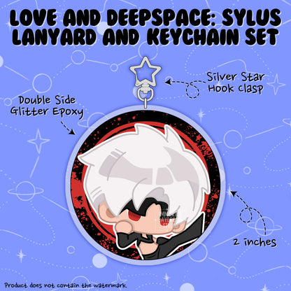LOVE AND DEEPSPACE: Wristlet Lanyard + Keychain Set (Sylus)