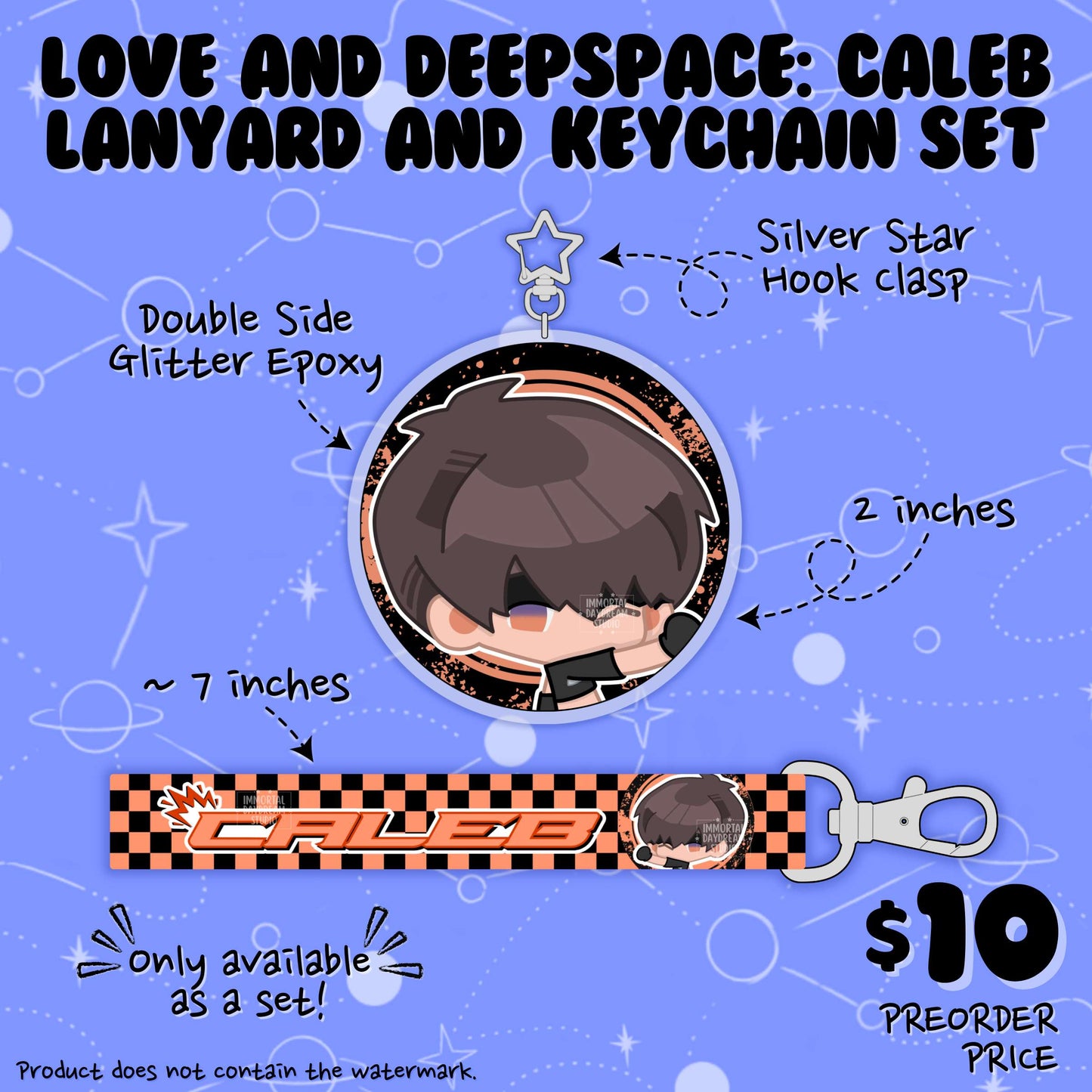 LOVE AND DEEPSPACE: Wristlet Lanyard + Keychain Set (Caleb)
