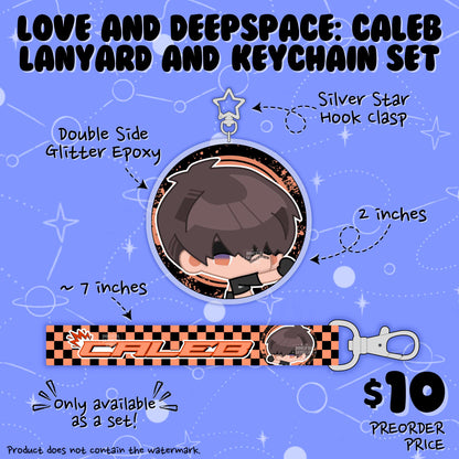 LOVE AND DEEPSPACE: Wristlet Lanyard + Keychain Set (Caleb)