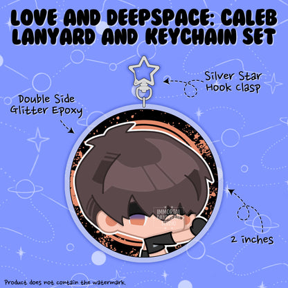 LOVE AND DEEPSPACE: Wristlet Lanyard + Keychain Set (Caleb)