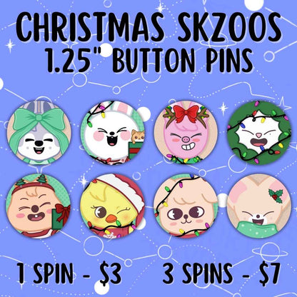 Christmas SKZOOs Button Pins (Gacha Draw)