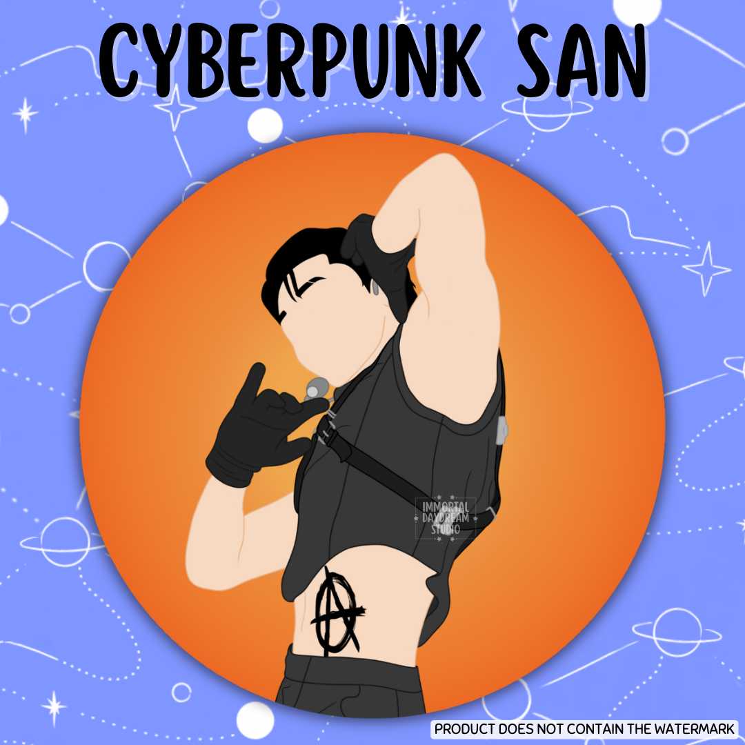 Cyberpunk San Button Pin