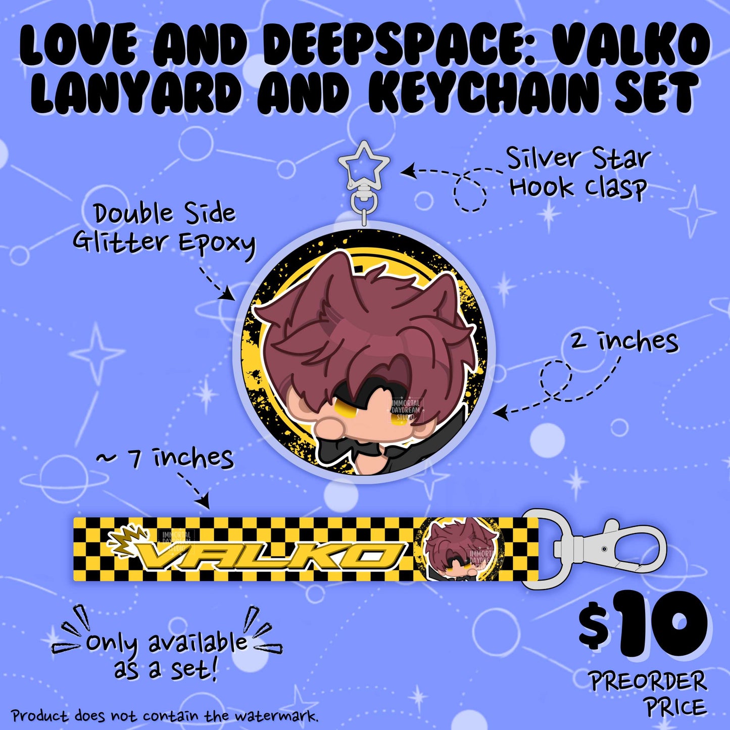 LOVE AND DEEPSPACE: Wristlet Lanyard + Keychain Set (Valko)