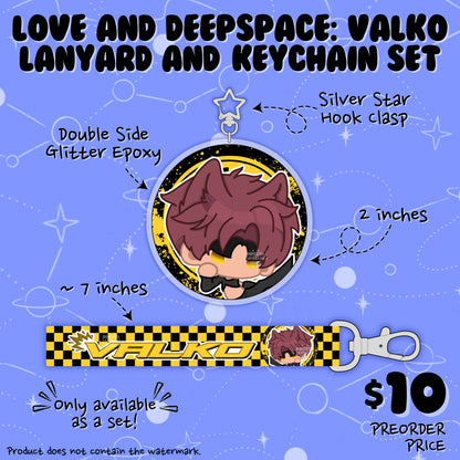 LOVE AND DEEPSPACE: Wristlet Lanyard + Keychain Set (Valko)