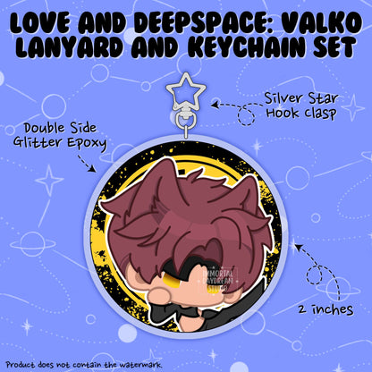 LOVE AND DEEPSPACE: Wristlet Lanyard + Keychain Set (Valko)