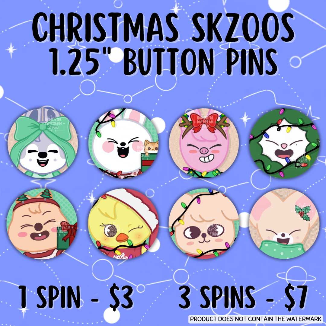 Christmas SKZOOs Button Pins (Gacha Draw)