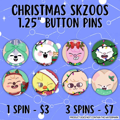 Christmas SKZOOs Button Pins (Gacha Draw)
