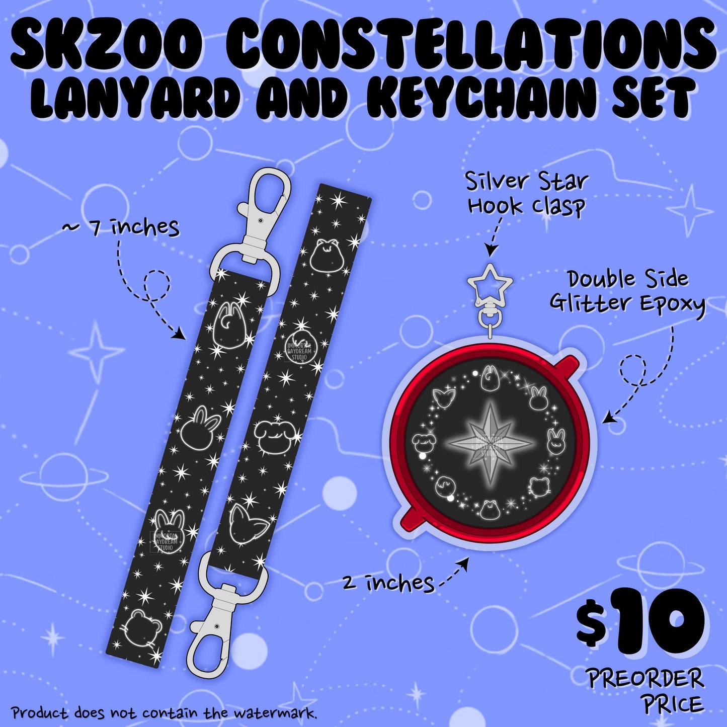 SKZOO Constellation Wristlet Lanyard + Keychain Set