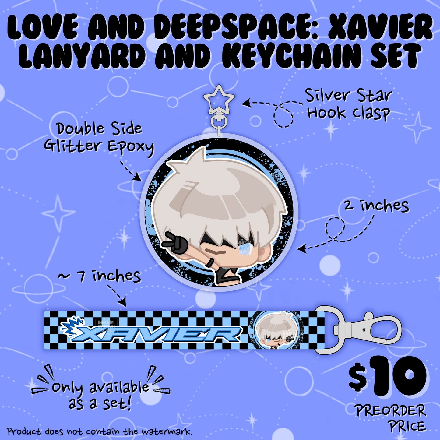 LOVE AND DEEPSPACE: Wristlet Lanyard + Keychain Set (Xavier)