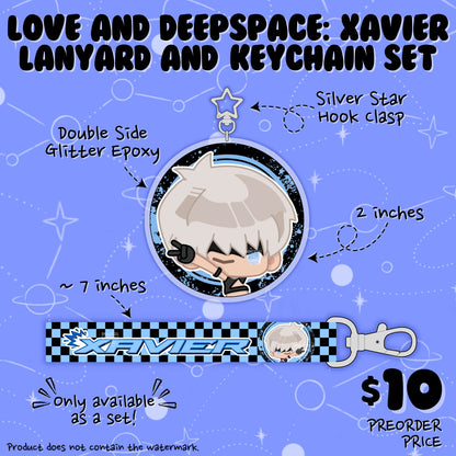 LOVE AND DEEPSPACE: Wristlet Lanyard + Keychain Set (Xavier)
