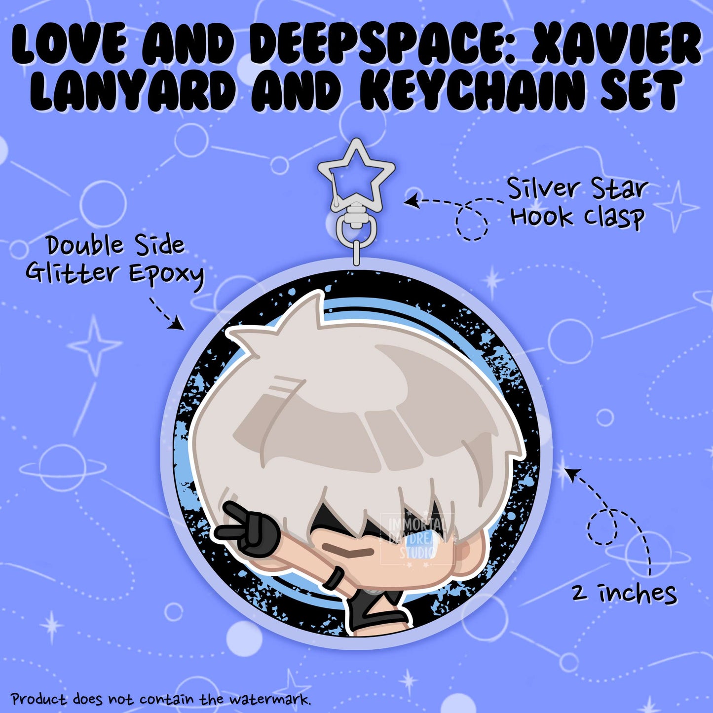 LOVE AND DEEPSPACE: Wristlet Lanyard + Keychain Set (Xavier)