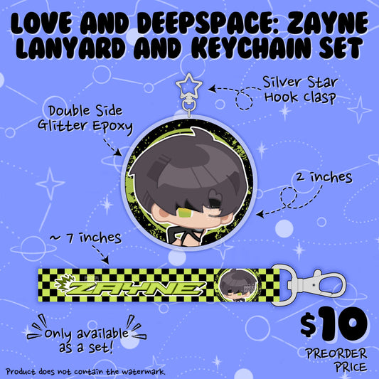 LOVE AND DEEPSPACE: Wristlet Lanyard + Keychain Set (Zayne)
