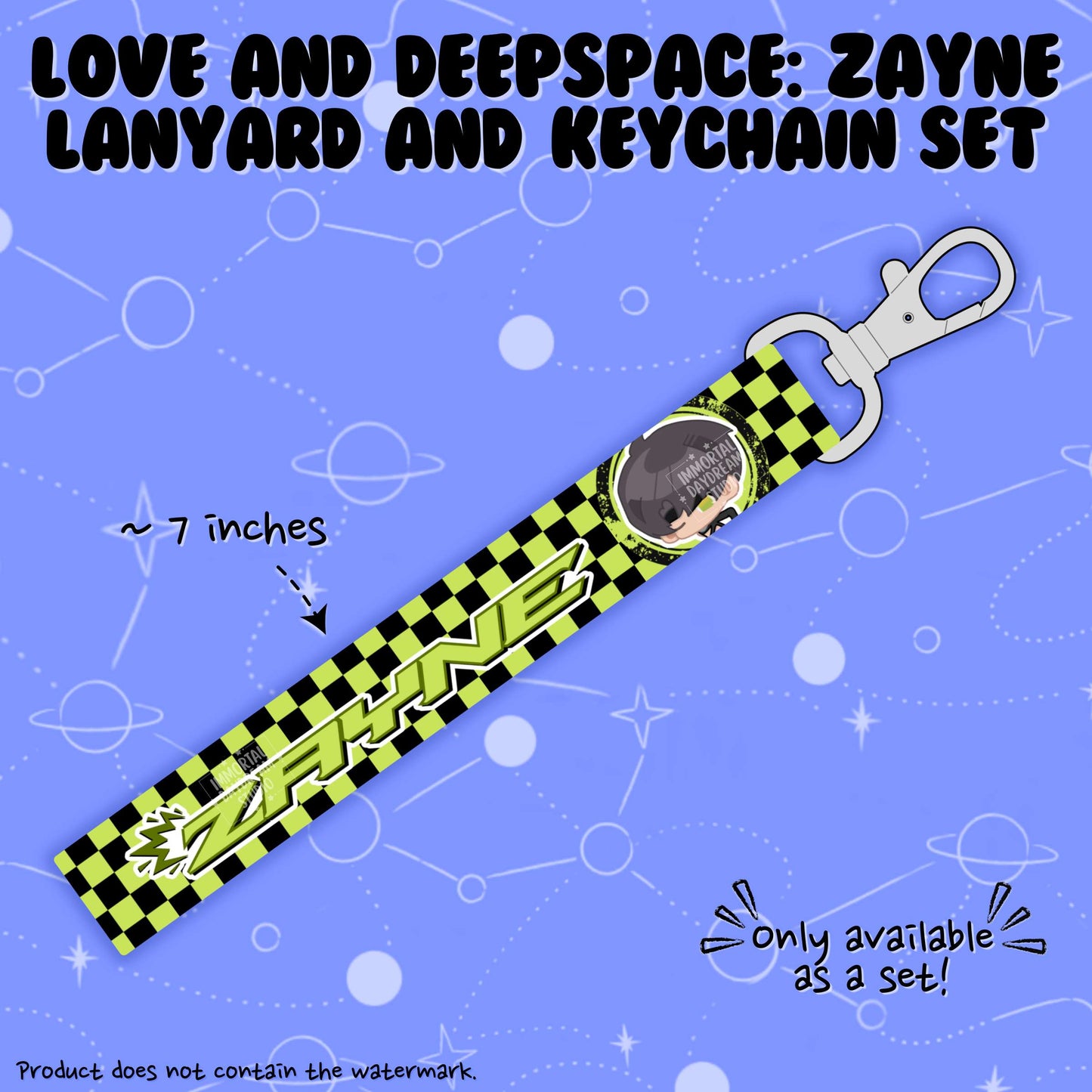 LOVE AND DEEPSPACE: Wristlet Lanyard + Keychain Set (Zayne)
