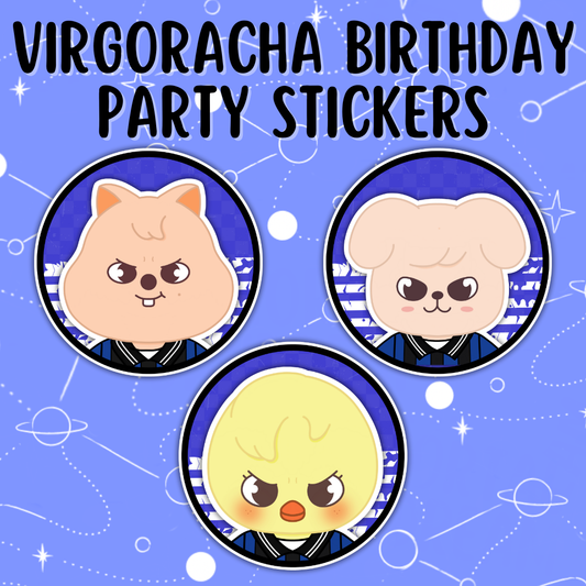 VIRGORACHA Birthday Party Event Stickers